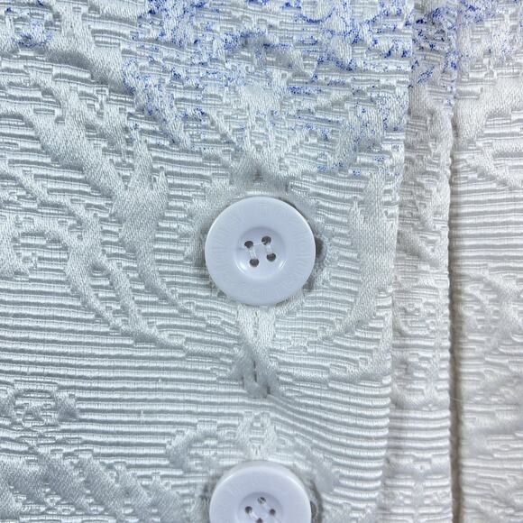 Desigual Ariel Blue White Textured Jacquard Coat Jacket Size 44 L Paisley Arty - Picture 5 of 16